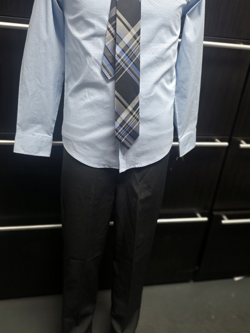 Light Blue Boy's Dress Shirt With Black Pants- Classic Formal Shirt